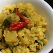 banana stem with lentils